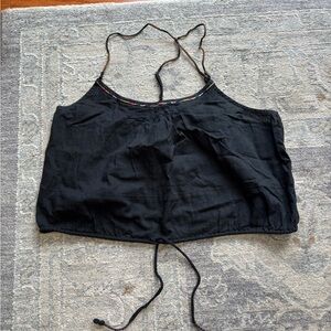 American Eagle Outfitters Black Camisole Crop Top with Colorful Trim